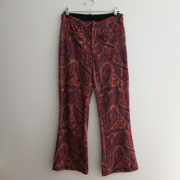 Free People Flare Jacquard Paisley High Rise Pants Size 4 - Picture 2 of 16